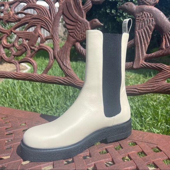 NWT Staud Palamino Elastic Gore Insets Chelsea Boots Ivory Size 8M - Picture 3 of 13